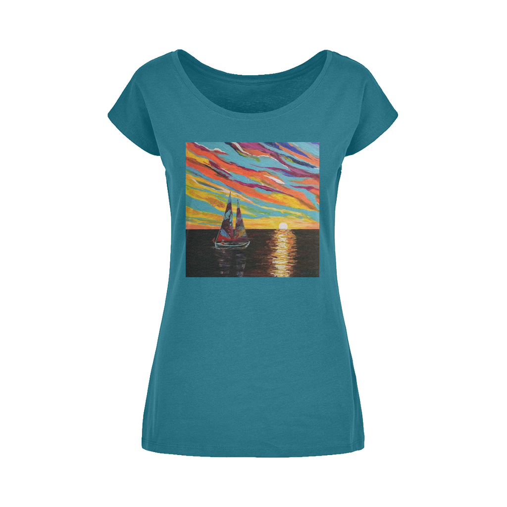 Sunset Wide Neck Womens T-Shirt XS-5XL