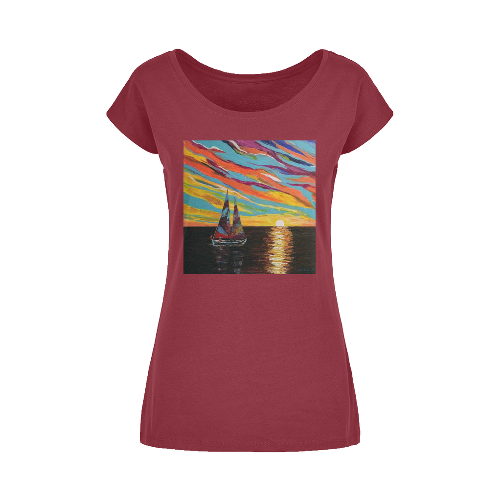 Sunset Wide Neck Womens T-Shirt XS-5XL