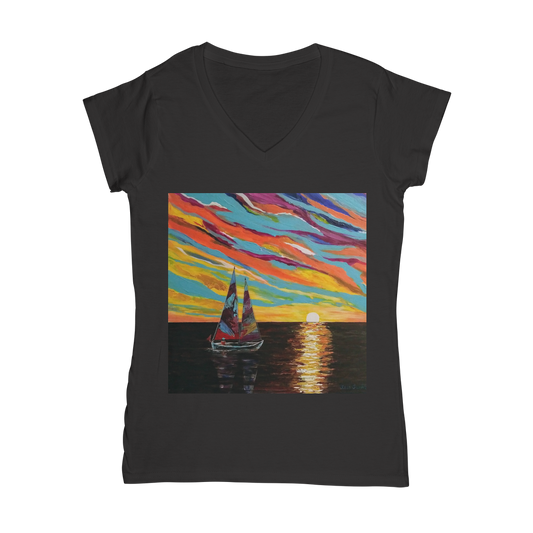 Sunset Classic Women's V-Neck T-Shirt